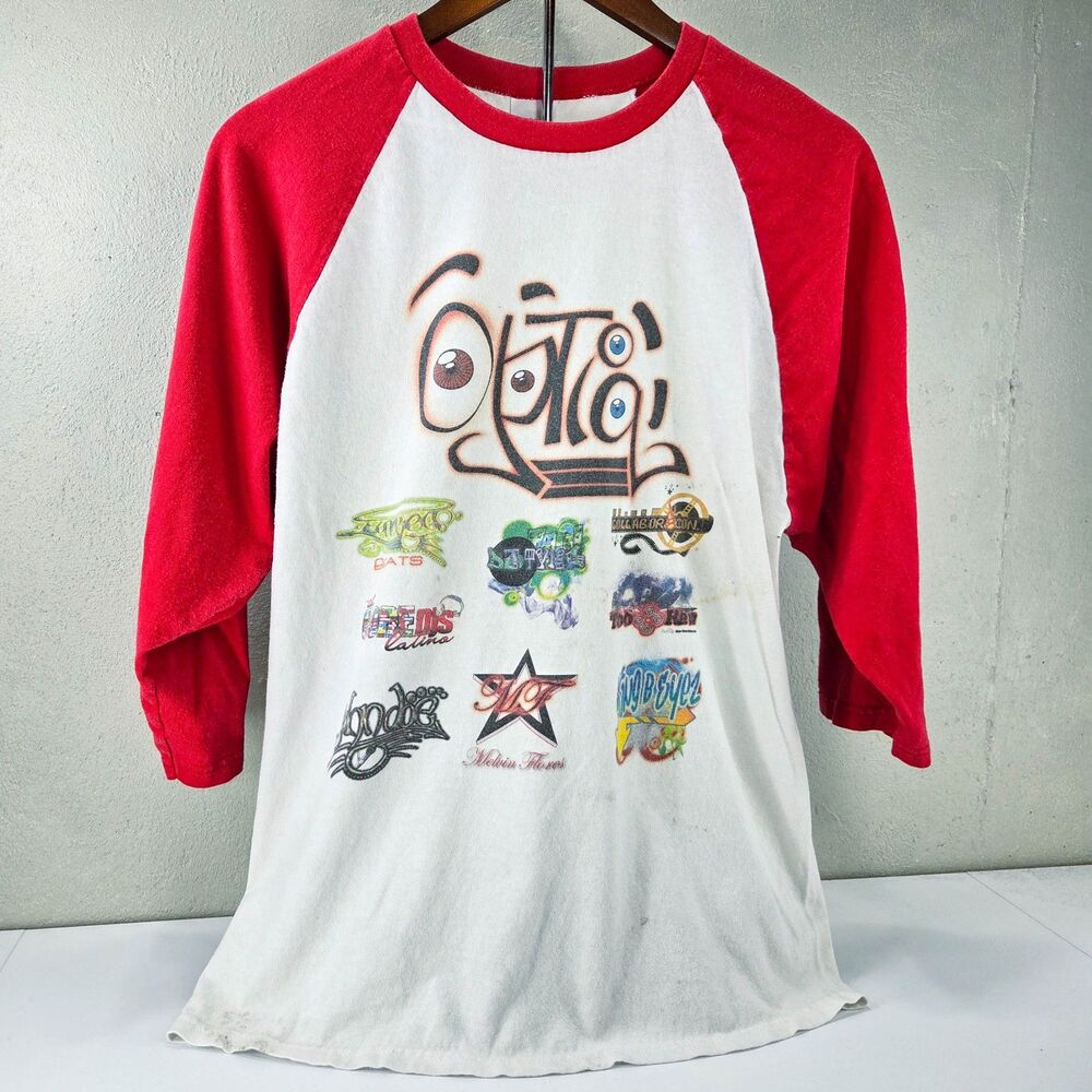 Vintage 2000s Anvil Milwaukee Underground Hip Hop Multi Logo Raglan Tee Sz L